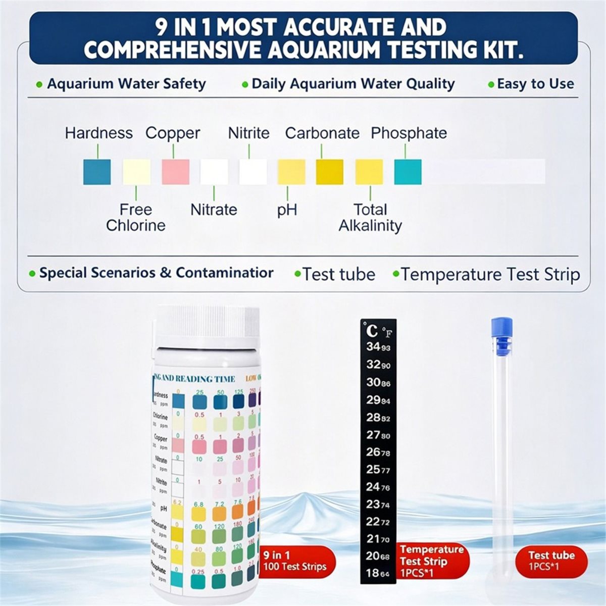 HGHO 9 in 1 Aquarium Test Stri - đánh giá và giá Aquarium Test Kit